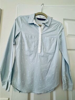 Zara Light Blue Long-Sleeve Button Placket Shirt